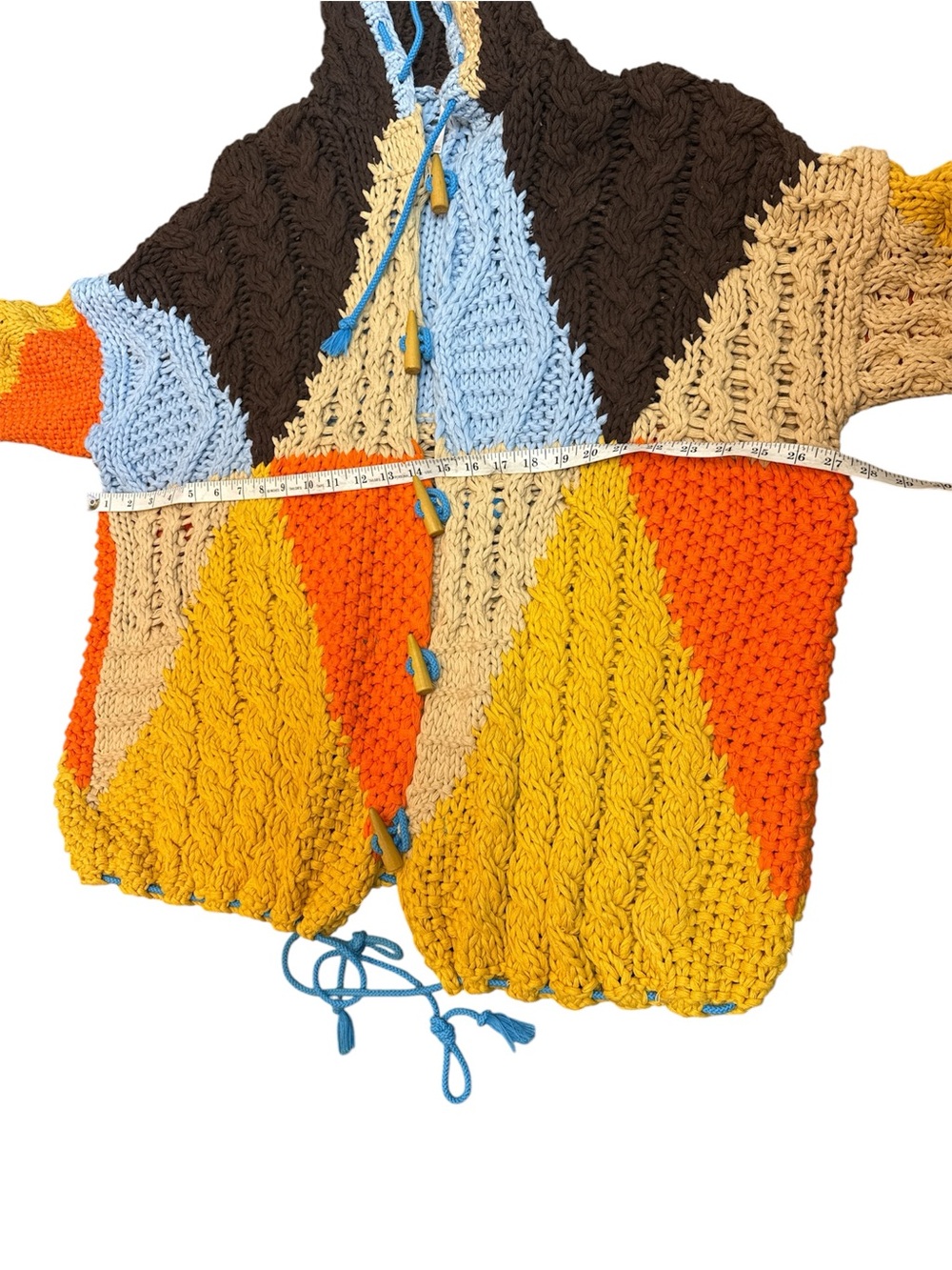 Free People Chunky Colorblock Cable Knit Perfectly Patched Poncho - Picture 4 of 15